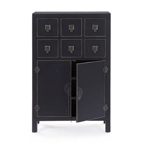 Aparador chino 2 puertas 6 cajones pechino negro