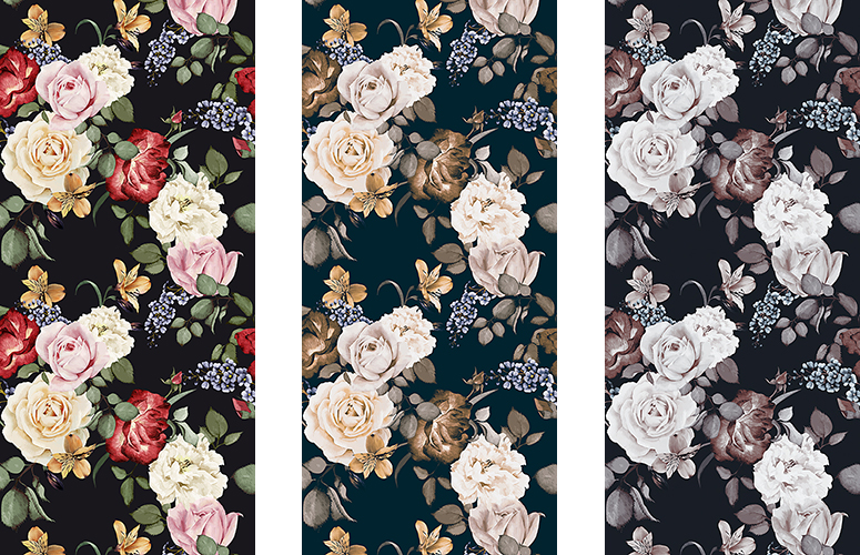 Papel pintado textil lienzo autoadhesivo Roses
