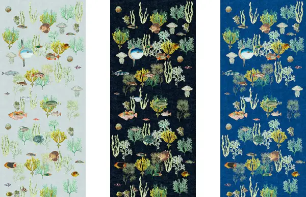 Papel pintado textil lienzo autoadhesivo Reef