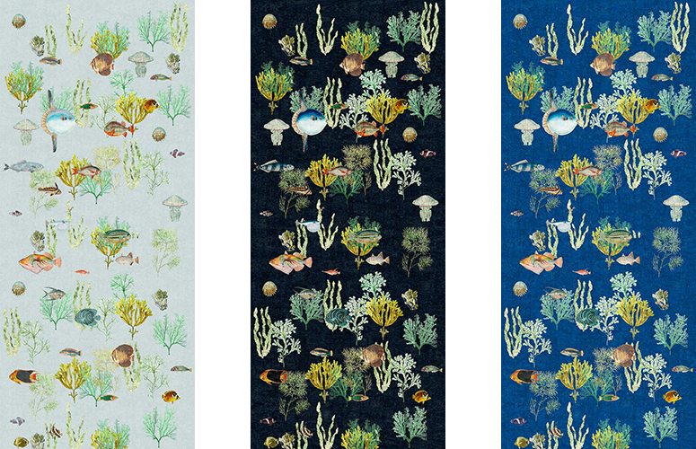 Papel pintado textil lienzo autoadhesivo Reef