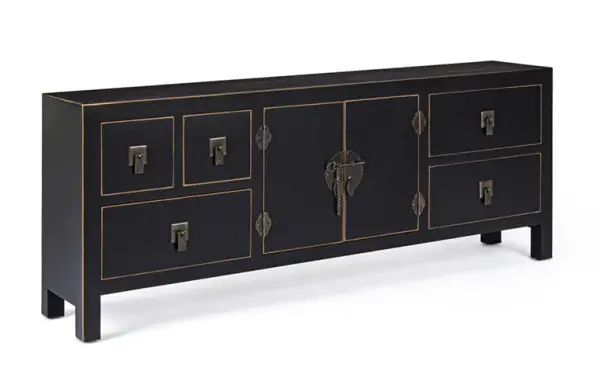Mesa de TV 2 puertas 5 cajones pechino negro