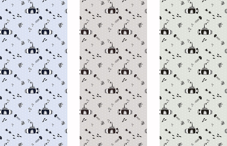 Papel pintado textil lienzo autoadhesivo Submarine