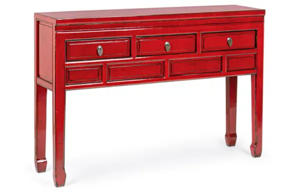 Consola china 3 cajones jinan rojo