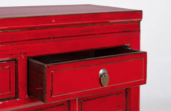 Consola china 3 cajones jinan rojo
