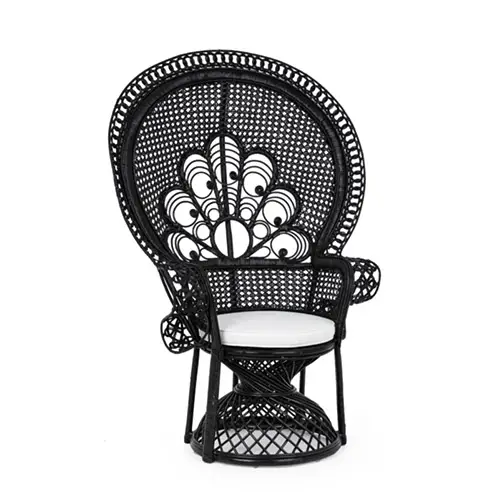 Sillón con cojín vintage Peacock negro