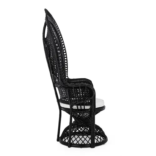 Sillón con cojín vintage Peacock negro