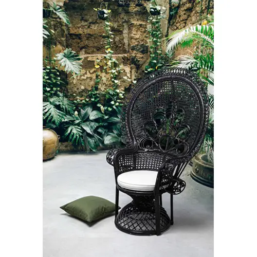 Sillón con cojín vintage Peacock negro