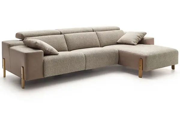 Sofá con chiase longue tapizado relax Paupa