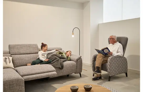 Sofá tapizado con chaise longue relax Catun