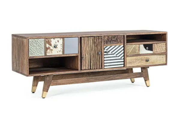 Mueble TV vintage 2 puertas 3 cajones Dhaval