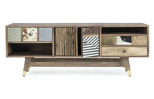 Mueble TV vintage 2 puertas 3 cajones Dhaval