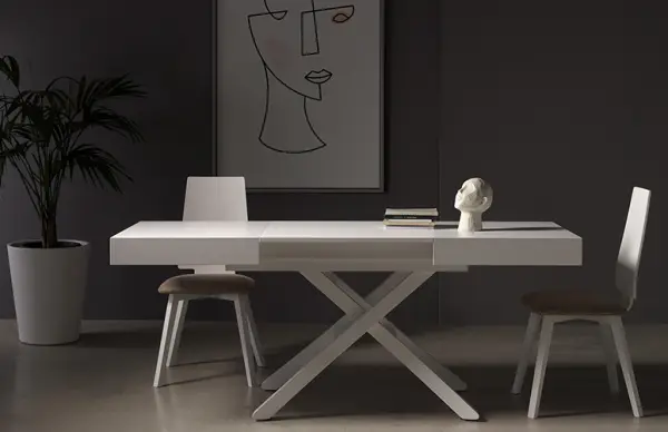 Mesa de centro convertible en comedor extensible Long way blanca