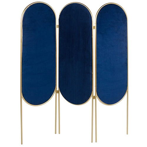 Biombo vintage oval azul con espejo