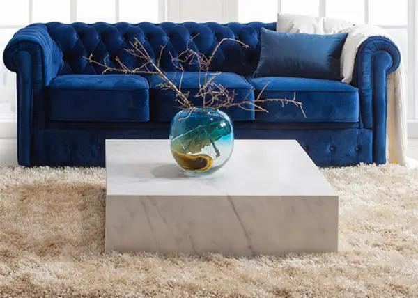 Mesa de centro cuadrada de diseño con ruedas Cube