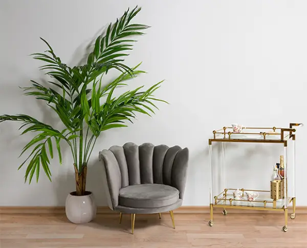 Mueble bar con ruedas industrial oro