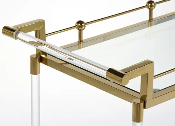 Mueble bar con ruedas industrial oro