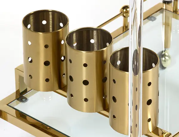 Mueble bar con ruedas industrial oro