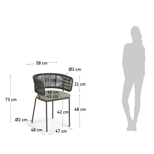 Silla de jardín verde Nadin con cuerda
