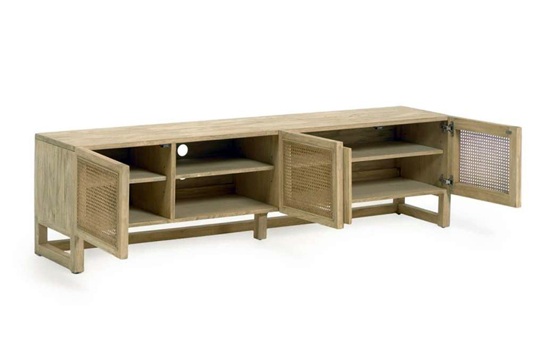 Mueble TV Rexit madera mindi y rejilla