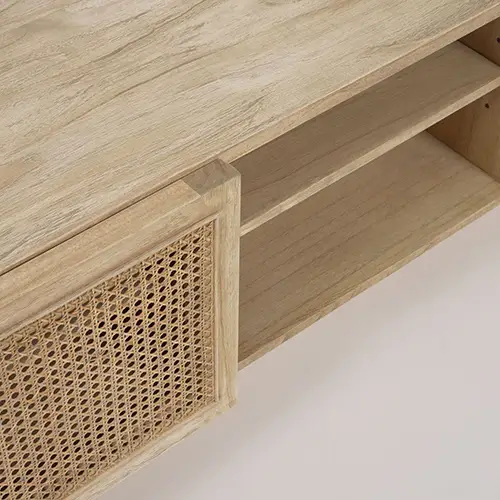 Mueble TV Rexit madera mindi y rejilla