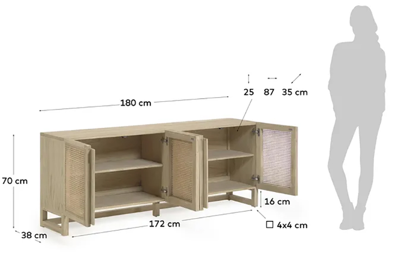 Mueble TV Rexit madera mindi y rejilla