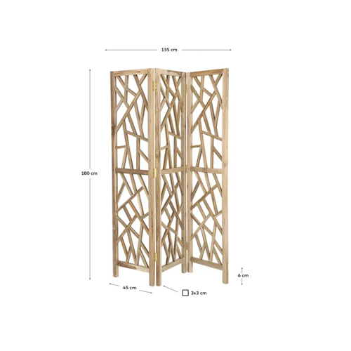 Biombo de madera maciza de teca Avaline