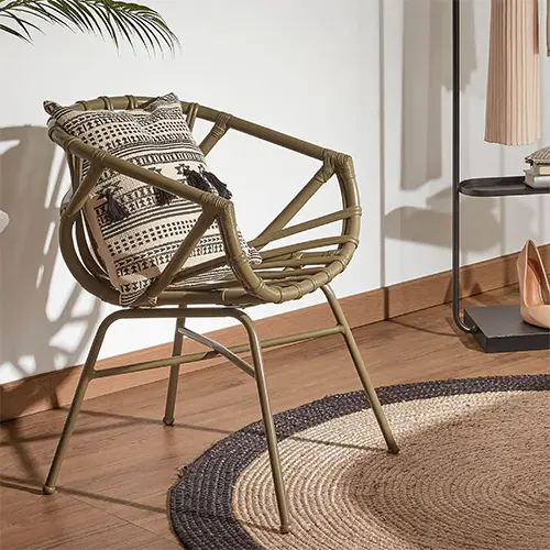 Sillón ratán de jardín verde Kaly