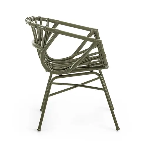 Sillón ratán de jardín verde Kaly
