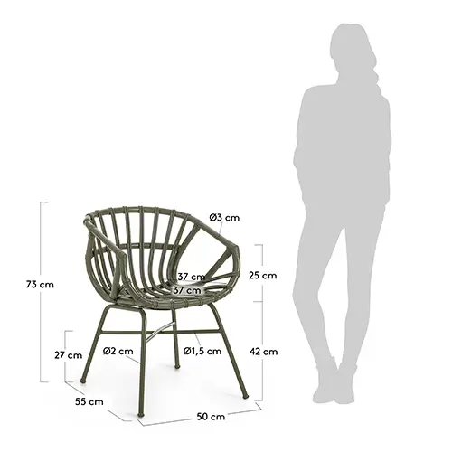 Sillón ratán de jardín verde Kaly