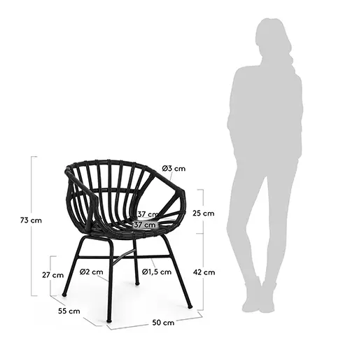 Sillón ratán de jardín negro Kaly