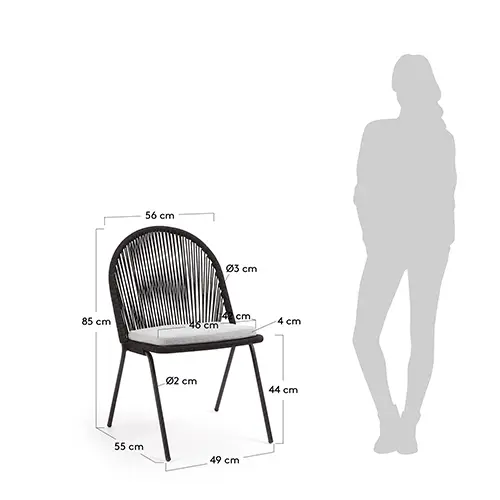 Silla de jardín negra Sader