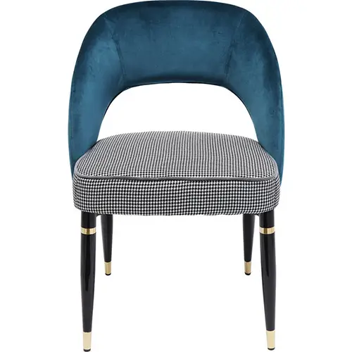 Silla tapizada azul petróleo y pata de gallo