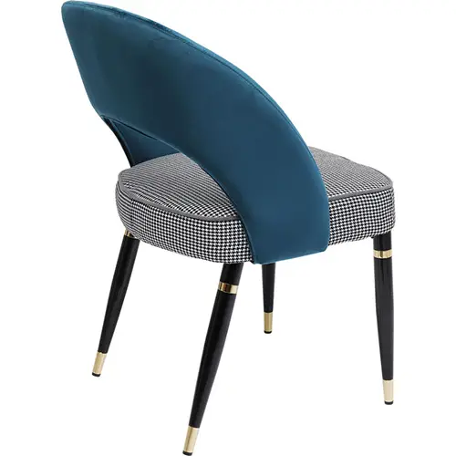 Silla tapizada azul petróleo y pata de gallo