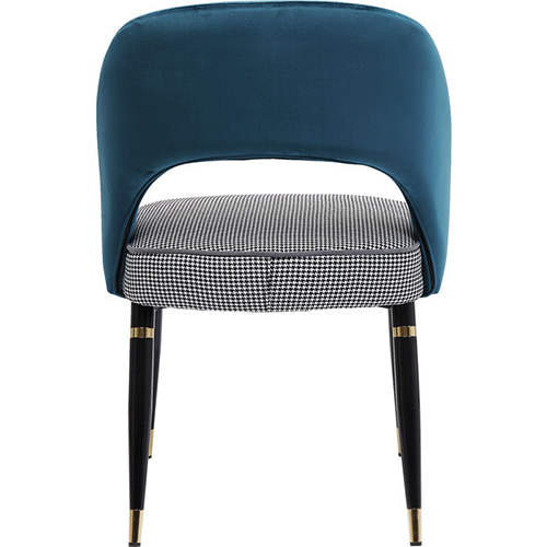Silla tapizada azul petróleo y pata de gallo