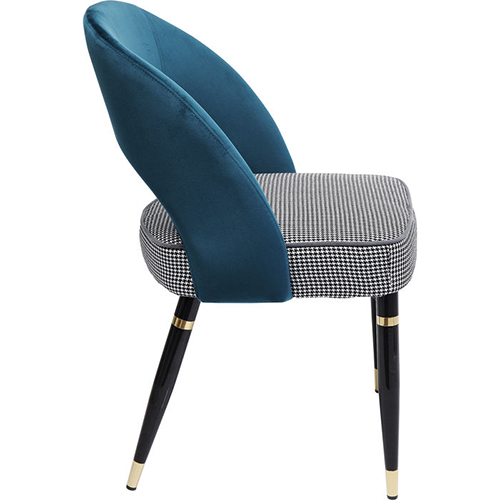 Silla tapizada azul petróleo y pata de gallo