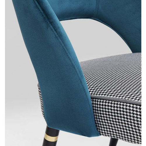 Silla tapizada azul petróleo y pata de gallo