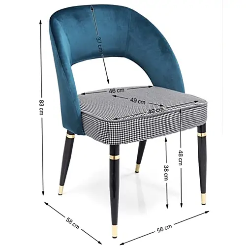 Silla tapizada azul petróleo y pata de gallo