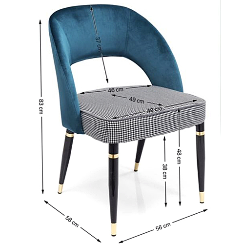 Silla tapizada azul petróleo y pata de gallo