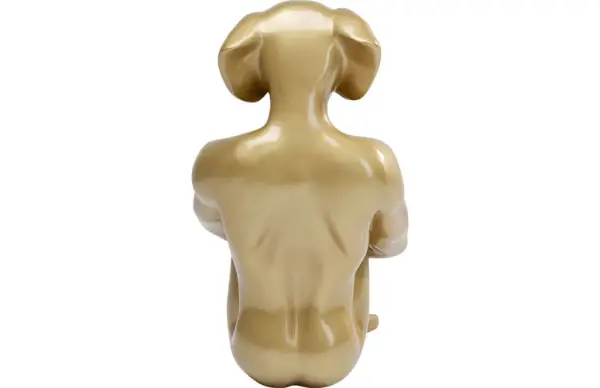 Objeto decorativo de perro sentado de oro