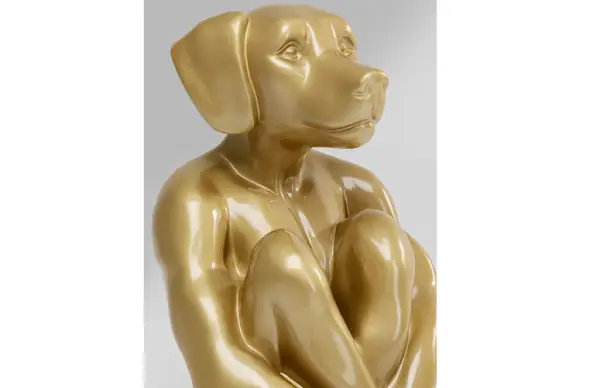 Objeto decorativo de perro sentado de oro