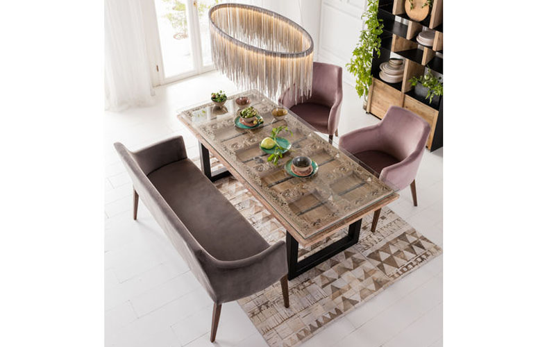 Mesa de madera y vidrio Kalif 200x90cm