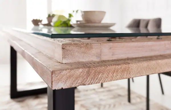 Mesa de madera y vidrio Kalif 200x90cm