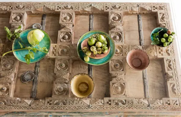 Mesa de madera y vidrio Kalif 200x90cm
