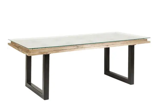 Mesa de madera y vidrio Kalif 200x90cm
