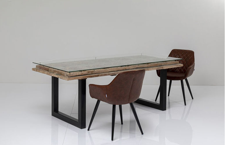 Mesa de madera y vidrio Kalif 200x90cm
