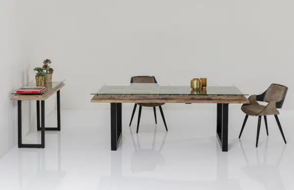 Mesa de madera y vidrio Kalif 200x90cm
