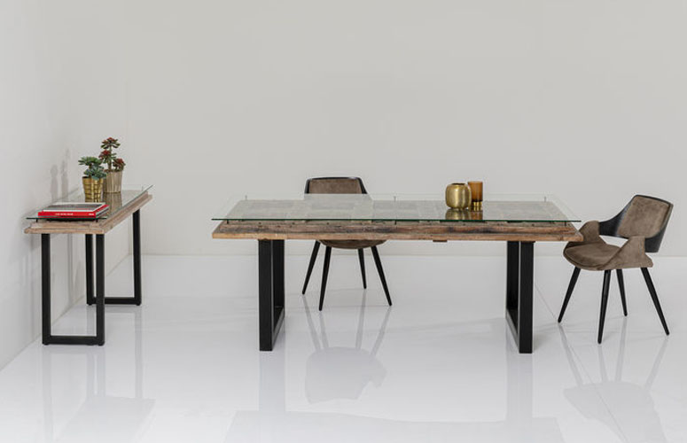 Mesa de madera y vidrio Kalif 200x90cm