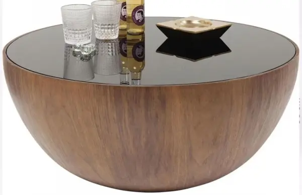 Mesa centro Tear Drops Nogal 80cm cristal