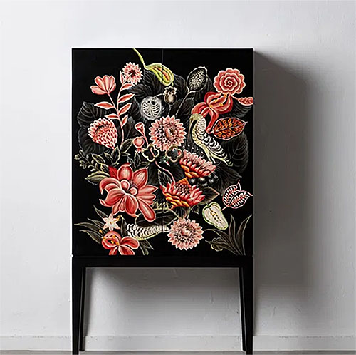 Armario vintage floral negro chinese