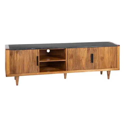 mueble TV etnico de madera oscura